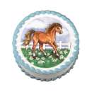 Horse in Field Edible Icing Image